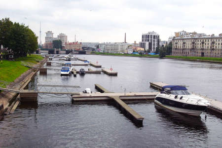 New style of housing construction. Housing near the water.の写真素材