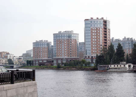 New style of housing construction. Housing near the water.の写真素材
