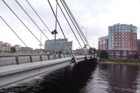 The cable-stayed bridge in the north of St. Petersburg. Petersburg.の写真素材