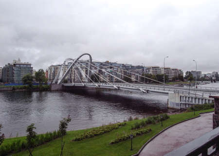 The cable-stayed bridge in the north of St. Petersburg. Petersburg.の写真素材