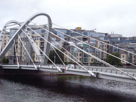 The cable-stayed bridge in the north of St. Petersburg. Petersburg.の写真素材