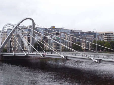 The cable-stayed bridge in the north of St. Petersburg. Petersburg.の写真素材