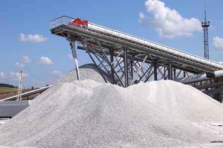A large store of a raw-limestone just from beltの写真素材