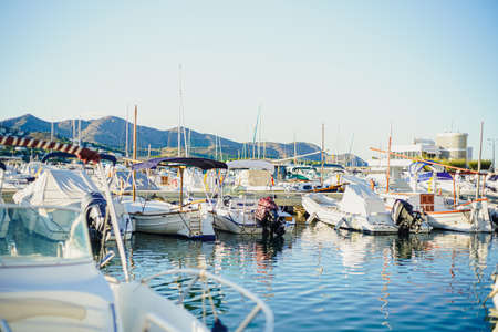 Small boat port on a sunny day on the Mediterranean coastのeditorial素材