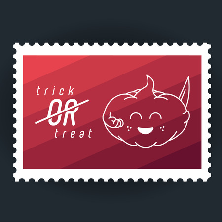 Design Illustration Concepts Halloween's Pumkin. Trick or Treat. Postage Stamp.のイラスト素材