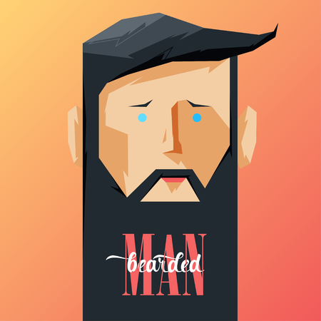 Design Illustration Concepts Man with Beard. Vector Illustration. Concepts Web Banner and Printed Materials. Trendy and Beautiful. Flat Elementsのイラスト素材