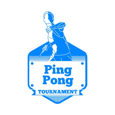 Design Illustration Concepts Icon of Tennis Player Playing Ping Pong with Style Typographic. Vector Illustration. Concepts Web Banner and Printed Materials. Trendy and Beautifulのイラスト素材
