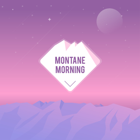 Design Illustration Concepts Mountain Summer Morning with Style Typography. Vector Illustration. Concepts Web Banner and Printed Materials. Trendy and Beautiful. Polygonal Vector Backgroundのイラスト素材
