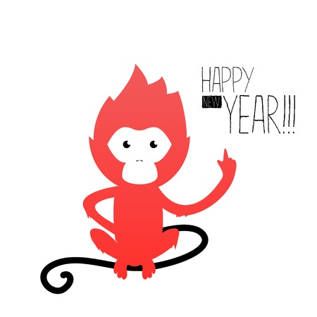 Design Illustration Concepts Symbol New Year. Monkey. 2016. Vector Illustration. Concepts Web Banner and Printed Materials. Trendy and Beautiful. Flat Elementsのイラスト素材