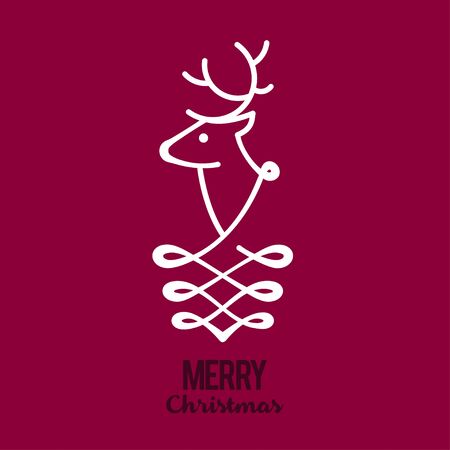 Design Illustration Concepts Christmas Deer. Calligraphy. Stylish Text. Vector Illustration. Concepts Web Banner and Printed Materials. Trendy and Beautiful. Flat Elementsのイラスト素材