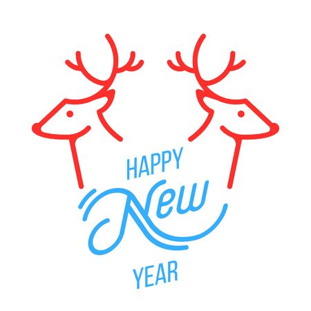 Design Illustration Concepts Christmas Deer. Calligraphy. Stylish Text. Vector Illustration. Concepts Web Banner and Printed Materials. Trendy and Beautiful. Flat Elementsのイラスト素材