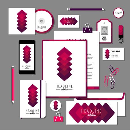 Corporate identity business set design. Vector stationery template design with new year elements, 2016. Documentation for business.のイラスト素材