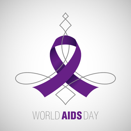Design Illustration Concepts Symbol AIDS. Stop AIDS sign. AIDS red ribbon. AIDS logo. World AIDS day. 1 December. Calligraphic elements.のイラスト素材