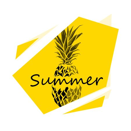 Design Illustration Concepts Ananas with Style Typography. Vector Illustration. Concepts Web Banner and Printed Materials. Trendy and Beautiful. Polygonal Vector Background.のイラスト素材