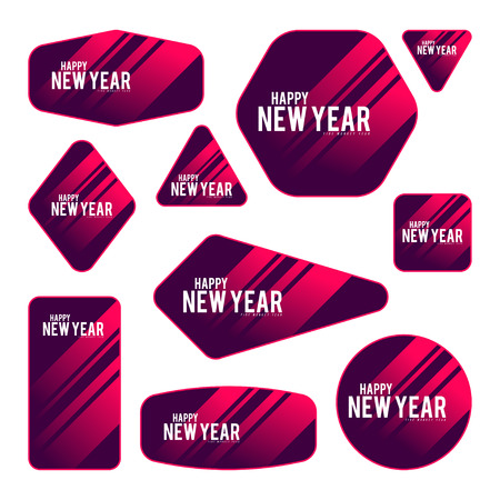 Collection of new year 2016 cards, notes, stickers, labels, tags with cute ornament illustrations. Template for scrapbooking, wrapping, notebooks, notebook, diary, decals, school accessoriesのイラスト素材