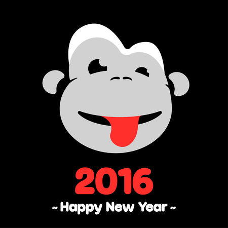 Design Illustration Concepts Symbol New Year. Monkey. 2016. Concepts Web Banner and Printed Materials. Trendy and Beautiful. Flat Elementsのイラスト素材