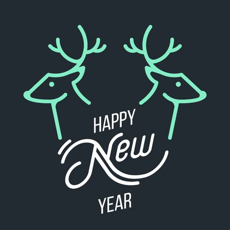 Design Illustration Concepts Christmas Deer. Calligraphy. Stylish Text. Illustration. Concepts Web and Printed Materials. Trendy . Flat Elementsのイラスト素材
