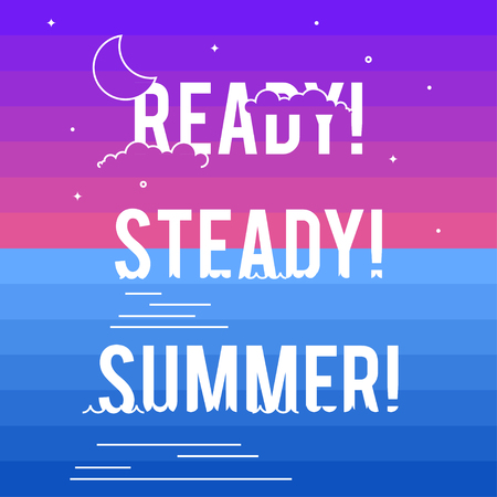 Design Illustration Concepts Summer Landscape with Style Typography. Illustration. Concepts Web and Printed Materials. Trendy and . Polygonal Backgroundのイラスト素材