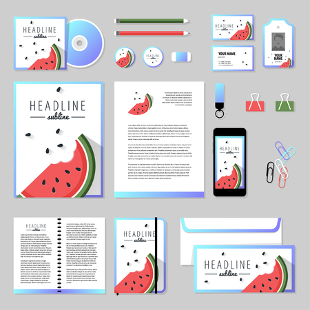 Corporate identity business set design. Vector stationery template design with ice-cream elements. Documentation for business.のイラスト素材