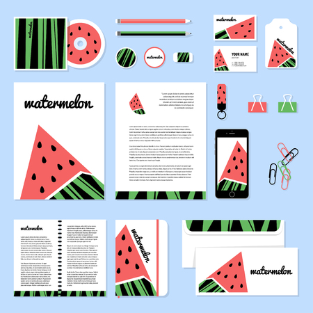 Corporate identity business set design. Vector stationery template design with ice-cream elements. Documentation for business.のイラスト素材