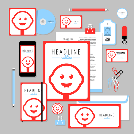 Corporate identity business set design. Vector stationery template design with candy elements. Documentation for business.のイラスト素材