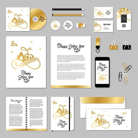 Collection of new year 2016 cards, notes, stickers, labels, tags with cute ornament illustrations. Template for scrapbooking, wrapping, notebooks, notebook, diary, decals, school accessoriesのイラスト素材
