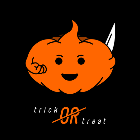 Design Illustration Concepts Halloween's Pumkin. Trick or Treat. Stylish Text. Vector Illustration. Concepts Web Banner and Printed Materials. Trendy and Beautiful. Flat Elementsのイラスト素材