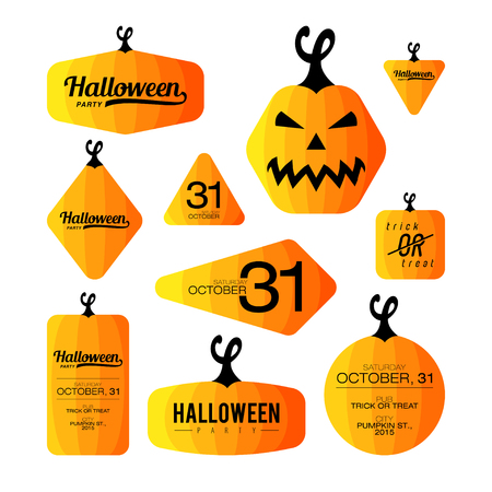 Collection of halloween journaling cards, notes, stickers, labels, tags with cute ornament illustrations. Template for scrapbooking, wrapping, notebooks, notebook, diary, decals, school accessoriesのイラスト素材