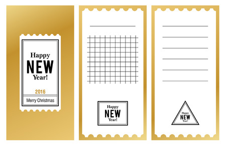 Collection of new year 2016 cards, notes, stickers, labels, tags with cute ornament illustrations. Template for scrapbooking, wrapping, notebooks, notebook, diary, decalsのイラスト素材
