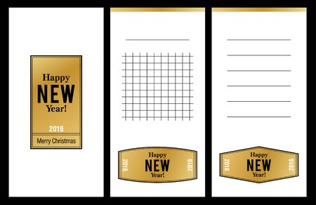 Collection of new year 2016 cards, notes, stickers, labels, tags with cute ornament illustrations. Template for scrapbooking, wrapping, notebooks, notebook, diary, decalsのイラスト素材