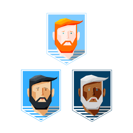 Design Illustration Concepts Man with Beard. Vector Illustration. Concepts Web Banner and Printed Materials. Trendy and Beautiful. Flat Elementsのイラスト素材