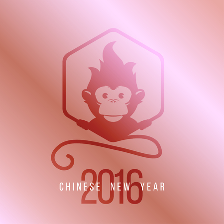 Design Illustration Concepts Symbol New Year on Pink Gradient background. Monkey. 2016. Vector Illustration.のイラスト素材