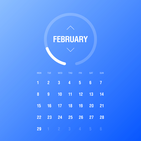 Calendar 2016. February. Week Starts Monday. Gradient backgroundのイラスト素材