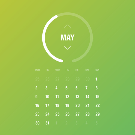 Calendar 2016. May. Week Starts Monday. Gradient backgroundのイラスト素材