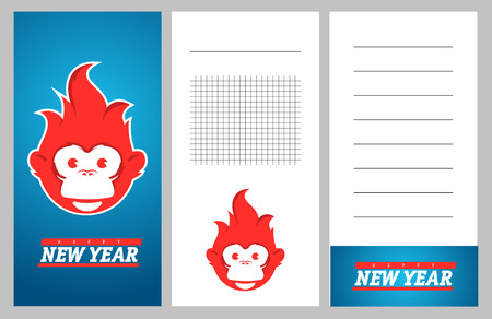 Collection of new year 2016 cards, notes, stickers, labels, tags with cute ornament illustrations. Template for scrapbooking, wrapping, notebooks, notebook, diary, decals, school accessoriesのイラスト素材