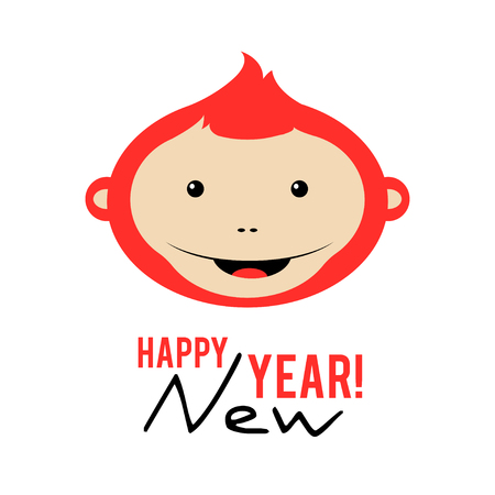 Design Illustration Concepts Symbol New Year. Monkey. 2016. Vector Illustration. Concepts Web Banner and Printed Materials. Trendy and Beautiful. Flat Elementsのイラスト素材