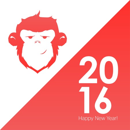 Design Illustration Concepts Symbol New Year. Monkey. 2016. Vector Illustration. Concepts Web Banner and Printed Materials. Trendy and Beautiful. Flat Elementsのイラスト素材