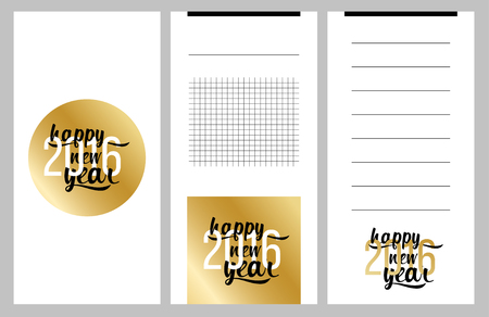 Collection of new year 2016 cards, notes, stickers, labels, tags with cute ornament illustrations. Template for scrapbooking, wrapping, notebooks, notebook, diary, decals, school accessoriesのイラスト素材