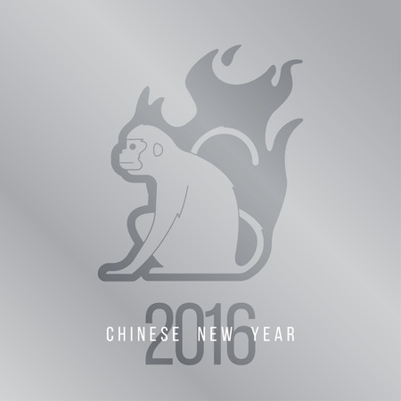 Design Illustration Concepts Symbol New Year on Silver Gradient background. Monkey. 2016. Vector Illustration.のイラスト素材