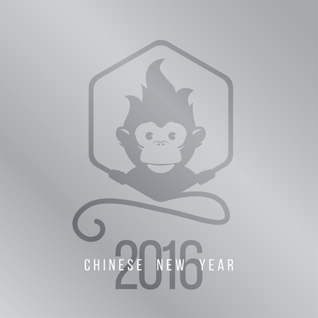 Design Illustration Concepts Symbol New Year on Silver Gradient background. Monkey. 2016. Vector Illustration.のイラスト素材