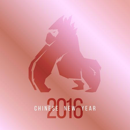 Design Illustration Concepts Symbol New Year on Pink Gradient background. Monkey. 2016. Vector Illustration.のイラスト素材