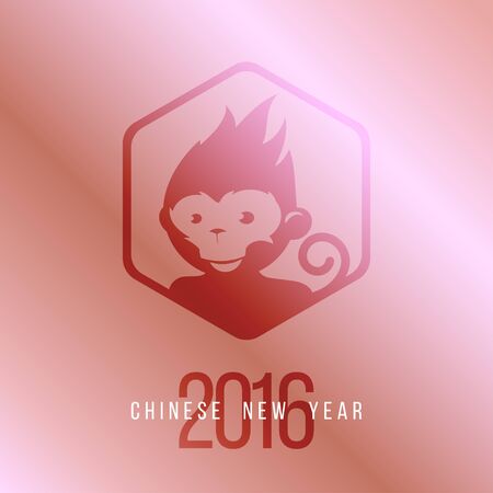 Design Illustration Concepts Symbol New Year on Pink Gradient background. Monkey. 2016. Vector Illustration.のイラスト素材