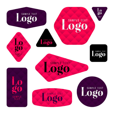 Collection of sample logo and text cards, notes, stickers, labels, tags with cute ornament illustrations. Template for scrapbooking, wrapping, notebooks, notebook, diary, decals, school accessoriesのイラスト素材