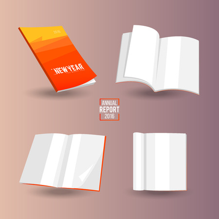 Blanks magazines template on color background with soft shadows. Ready for your design. Vector illustration.のイラスト素材