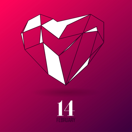 Heart on Valentine's Day of the polygons on the gradient backgroundのイラスト素材
