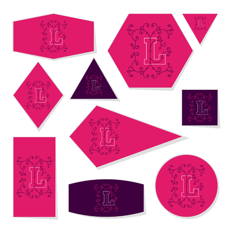 Collection of letter with ornament love for Valentine's Day cardsのイラスト素材