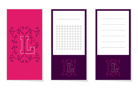 Collection of letter with ornament love for Valentine's Day notebookのイラスト素材