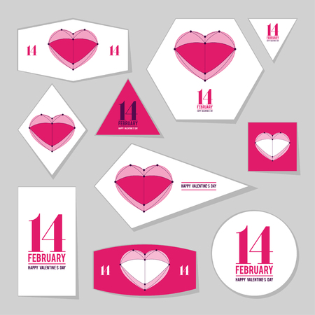 Collection of Heart on Valentine's Day cardsのイラスト素材