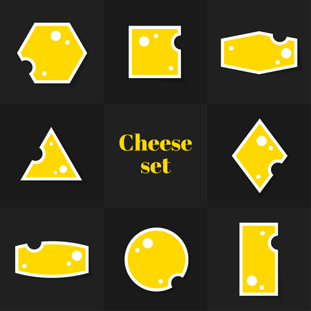 Collection of Triangular piece cheese cards, notes, stickers, labels, tags. Template for scrapbooking, wrapping, notebooksのイラスト素材