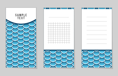 Collection of Fish Or Snake Scales notebook, stickers, labels, tags. Template for scrapbooking, wrapping, notebooksのイラスト素材